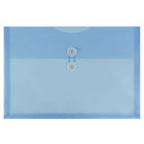 JAM PAPER Plastic Envelopes with Button & String Tie Closure - Legal Booklet - 9 3/4 x 14 1/2 - Blue - 3/Pack