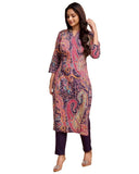 Gosriki Women'S Rayon Blend Straight Printed Kurta With Pant (Mandi Wine-Gs_L_Wine_Large),Wine,,B0DFPM1SK1