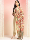 Gosriki Women'S Rayon Blend Solid Straight Kurta With Pant & Dupatta (Dhar Cream-Gs_M_Cream_Medium),Cream,,B0DT77B7RK