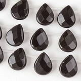 Cherry Blossom Beads Black Obsidian Beads 12x15mm Faceted Top-Drilled Teardrop - 12 pcs/ 8 Inch Strand