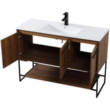 Elegant Kitchen And Bath 48 Inch Single Bathroom Vanity Cabinet - Walnut Brown