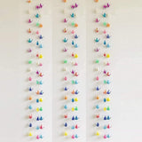 5Strings 75Pcs 5.9 Origami Paper Cranes Garlands Waterproof Iridescent Premade Origami Birds Streamer for Kids Birthday Rustic