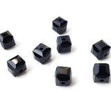 Chengmu 8mm Cube Glass Beads for Jewelry Making, Faceted Square Crytal Spacer Beads for Bracelet Necklace Earring, Black 180pcs
