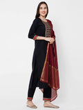 Anni Designer Women'S Cotton Blend Kurta Palazzos And Dupatta (Morning-Blue X-Large),Blue,XL,Cotton Blend,Palazzo,Scarf