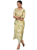 Anni Designer Women'S Rayon Blend Straight Printed Kurta With Pant (Nissu Green_M_Green_Medium),Green,M