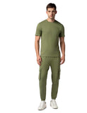 FYLTR Men's Crewneck T-shirt & Cargo Jogger Co-ord Set - 100% Cotton | Half Sleeve T-shirt| Jogger with Side & Cargo Pockets,Oceanic Olive