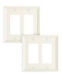 TREEWELL 2-Pack Double Decorator Outlet Cover Plate, Light Almond Modern Decorative Switch Plates and Outlet Covers, Natural Bam