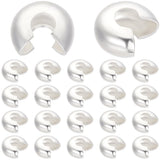 Beebeecraft 1 Box 100Pcs Silver Crimp Beads Covers 925 Sterling Silver Plated Open Half Round Crimping Knot Cover Small Spacer B