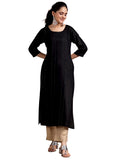 Libas Women'S Viscose Rayon Woven Design Straight Kurtas (29239O_Black