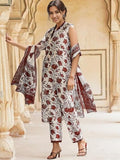 Shienzy Dupatta Set || Kurta Set || Kurta Pant Set || Ethnic Set || Sleeveless Kurta Set For Women Brown 3Xl