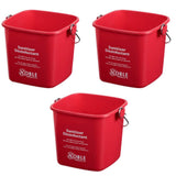 Noble Products Small Red Sanitizing Bucket 3 Quart Cleaning Pail Set of 3 Square Containers, Plastic