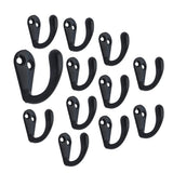 QCAA Premium Quality Single Prong Robe Hook Hanger, Zinc Die Cast, Matte Black, 12 Pack