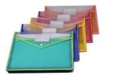 Staprico A4 Transparent Document Bag With 3 Pocket (Pack Of 10) MultiColor PolyPlastic File Folders With Snap Button Closure