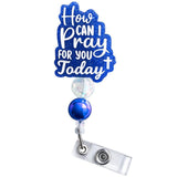 Pray for You Blue Badge Reel Christian Inspirational Religious Faith Prayer Spiritual ID Name Holder Retractable Clip Medical St