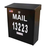 Wall Mount Locking Mailbox - Black Large Capacity Security House Numbers Mailbox - Waterproof Stainless Steel Vertical Drop Mail