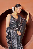 Greciilooks Womens Jacquard Cotton Silk Saree (Gl-S2376-Black)