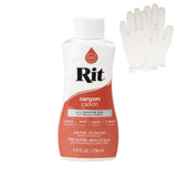 Rit Dye - Liquid Fabric Dye for Crafting, Clothing, and D cor - 8 oz. Bottle - Canyon (Gloves Included)
