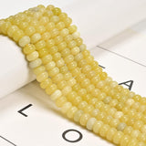 Land Long 80 Pcs 5x8mm Natural Real Lemon Jade Stone Bead Smooth Rondelle Gemstone Beads for Jewelry Making Necklace Crafts Brac