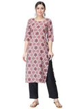 Pinkmint Kurta Set for Women Cotton Printed Straight Kurta with Pant (Pack of 1)