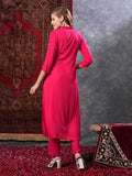 Gosriki Women'S Rayon Blend Straight Embroidered Kurta With Pant (Kamakshi Pink-Vks01-Gs_Xl_Pink_X-Large),Pink,,B0D9YRPRSB
