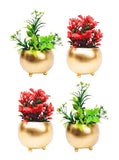 Taj India Handicrafts Metal Gol Flower Pot (10.5X10.5X10.5 Cm) (Pack Of 4 Pcs) For Decoration Of Flowers With Gold Powder Coated