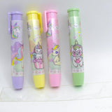 Unicorn Push Eraser for Kids | Retractable Pencil Eraser with Clip | Cute Cartoon Design | SmudgeFree Erasing | School & Office