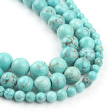 Yochus 60pcs Green Turquoise Round Smooth Stone Beads for Bracelet Making