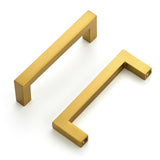 Ravinte 10 Pack Solid Gold Kitchen Cabinet Handles Slim Drawer Pulls with 3 Inch Hole Center Square Bar Cupboard Hardware