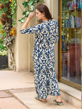 Anni Designer Women'S Cotton Blend Mid Thigh Printed Co-Ord Pajama Set (J111 Blue Co-Ord-Nw_S_Blue_Small),Blue,S,Cotton Blend,J111 Blue Co-Ord-NW_1490,Pant