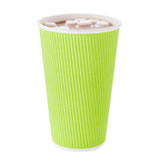 Restaurantware-16 Ounce Disposable Coffee Cups, 25 Ripple Wall Hot Cups For Coffee - Lids Sold Separately, Rolled Rim, Green Pap