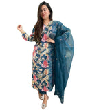 Gosriki Women'S Rayon Blend Straight Printed Kurta With Pant & Dupatta (Njan Cerosin-Vks01-Gs_Xl_Dark Blue_X-Large),Dark Blue,,B0DCK88F2N