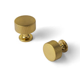 Goo-Ki Brushed Gold Zinc Alloy Cabinet Knob - Single Hole Striped Decorations Cabinet Pull Hardware for Bedroom, Kitchen, 6 Pack