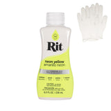 Rit Dye - Liquid Fabric Dye for Crafting, Clothing, and D cor - 8 oz. Bottle - Neon Yellow (Gloves Included)