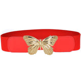 Redhorns Fabric Elastic Waist Belt For Women Dresses Gold Butterfly Design Stretchy Wide Belt For Ladies Saree Free Size (Ld15