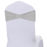 JKDMJF Stretch Spandex Silver Gray Chair Sashes Bows 50 Pack Universal Chair Bands with Silver Buckle for Wedding Party Engageme