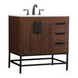 Elegant Decor Indoor Modern Under Sink Bathroom Fixtures Storage Organizer Cabinet 42 Inch Single Bathroom Vanity - White With B