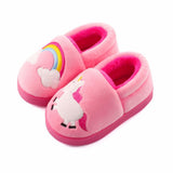ESTAMICO Girls Plush Warm Slippers Cute Animal Kids Winter Indoor Outdoor House Shoes, Pink 5-6 Toddler