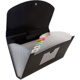 JAM PAPER Accordion Folders 13 Pocket Plastic Expanding File Check Size 5 x 10 1/2 Black Sold Individually