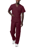 Sivvan Unisex Scrubs Classic VNeck Top & Drawstring Pants Scrub Set S8400 Burgundy M