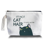 ARPTCN Funny Black Cat Makeup Bag - Preppy Canvas Makeup Bag, Black Cat Themed Lover Gifts for Girls Women Mom, Cosmetic Travel