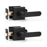 KNOBWELL 2 Pack Privacy Door Handles Interior, Matte Black Door Levers with Lock, Modern Heavy Duty Square Door Locks for Bedroo