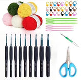 Crochet Hooks Set Of 9 With Soft Ergonomic Rubber Handles, Aluminum Crochet Needles Kit (2Mm6Mm) With Stitch Markers, Scissors