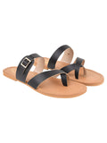 Shoetopia Stylish Side Buckle Detailed Black Flats For Women & Girls /Uk5,Black,5,B0C3RJQ8Y1