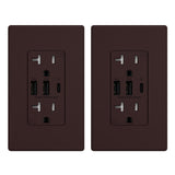ELEGRP USB Outlets Receptacles, 3-Port Wall Outlet, 30W 6.0A Electrical Outlet, 15 Amp Tamper-Resistant Outlet with Type C Ports