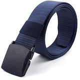 Veteran MenS Army Tactical Waist Belt Hole Free Plastic Buckle Nylon Canvas Male Survival Strap, Blue Colour,Men Blue Belt Form