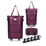 Expandable Foldable Duffel Bag With Detachable Wheels, 64L Large Capacity Rolling Travel Duffle Bag, Lightweight Carry On Luggag
