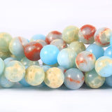 ALZLDYS 93pcs 4mm Natural Sky Blue Jasper Gemstone Smooth Beads Round Spacer Loose Stone Beads for Jewelry Making 15 1 Strand
