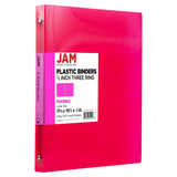 JAM PAPER Plastic 0.5 inch Binder - Fuchsia Pink 3 Ring Binder - Sold Individually