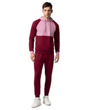 Fyltr Men'S Colourblock Hoodie & Jogger Casual Co-Ord Set - Raglan Sleeve Detail | Utility Side Pockets | Full Sleeve,Berry Cherry,Berry Cherry,L