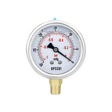 BPSSDI 30 inHg Vacuum Silicone Oil Liquid Filled Low Pressure Gauge, 2.5 Dial Size, 1/4 NPT Lower Mount, 304 Stainless Steel Cas